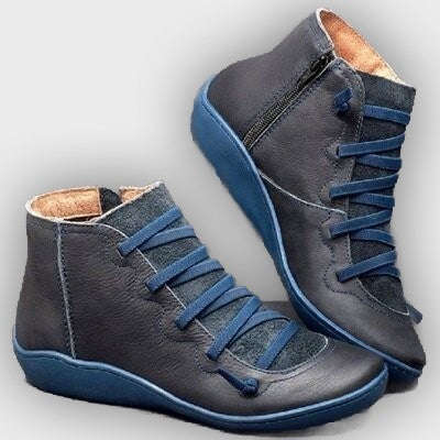 Noelle – Women’s Lace-Up Leather Ankle Boots with Contrast Panels