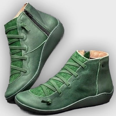 Noelle – Women’s Lace-Up Leather Ankle Boots with Contrast Panels