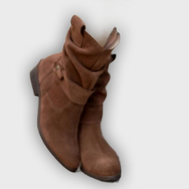 Noelle – Women’s Low Heeled Faux Leather Ankle Boots with Side Zip