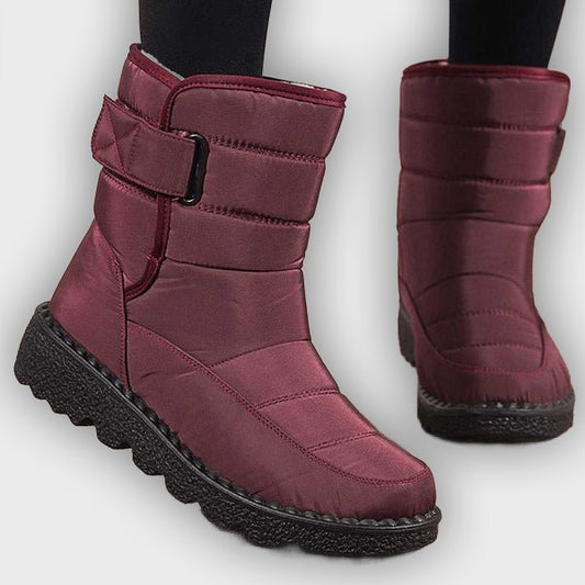 Nora – Women’s Winter Snow Boots with Hook & Loop – Canvas Upper