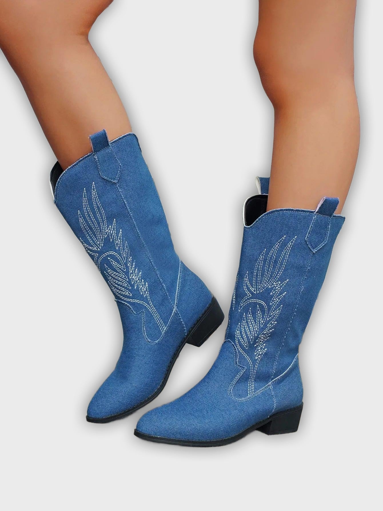 Ragna – Women’s Western PU Leather Cowboy Boots with Stitch Detail