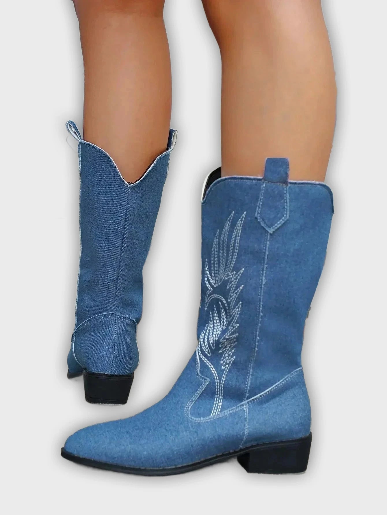 Ragna – Women’s Western PU Leather Cowboy Boots with Stitch Detail