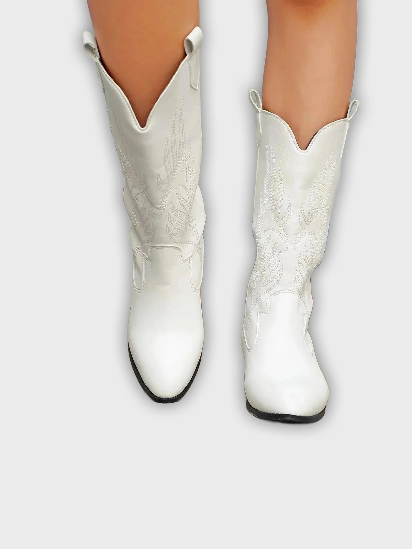 Ragna – Women’s Western PU Leather Cowboy Boots with Stitch Detail