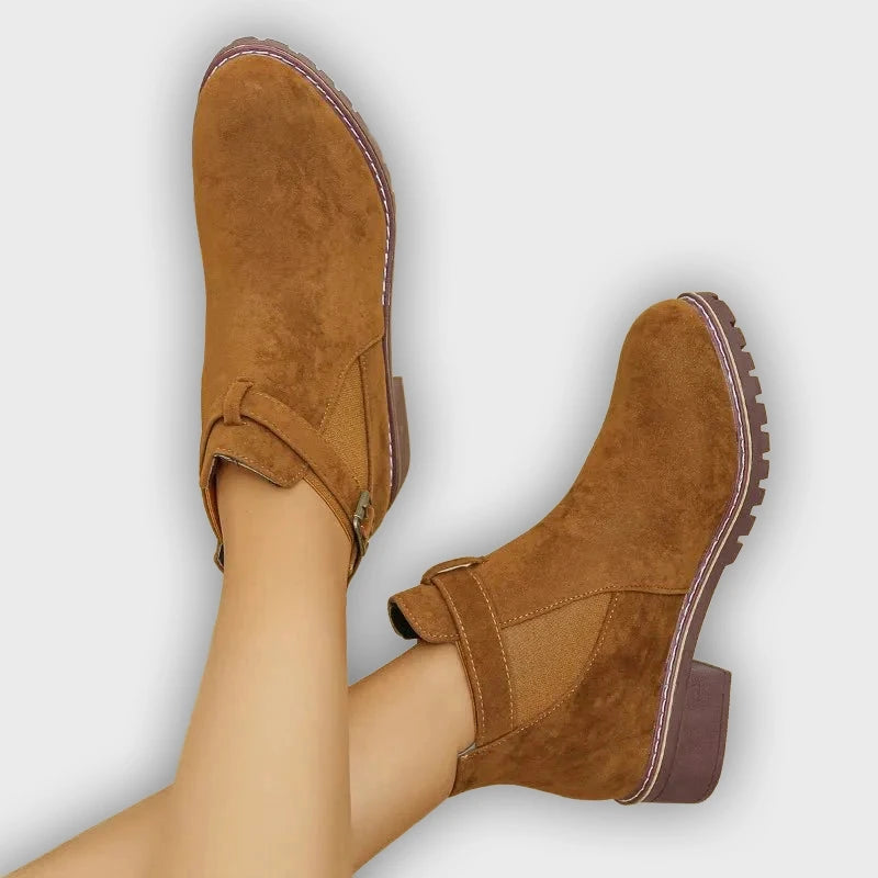 Roby – Women’s Outdoor Boots with Belt Buckle – PU Leather