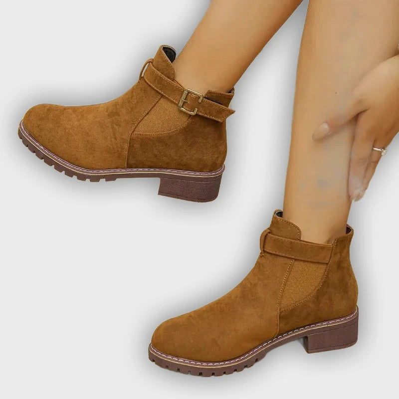 Roby – Women’s Outdoor Boots with Belt Buckle – PU Leather