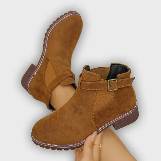 Roby – Women’s Outdoor Boots with Belt Buckle – PU Leather