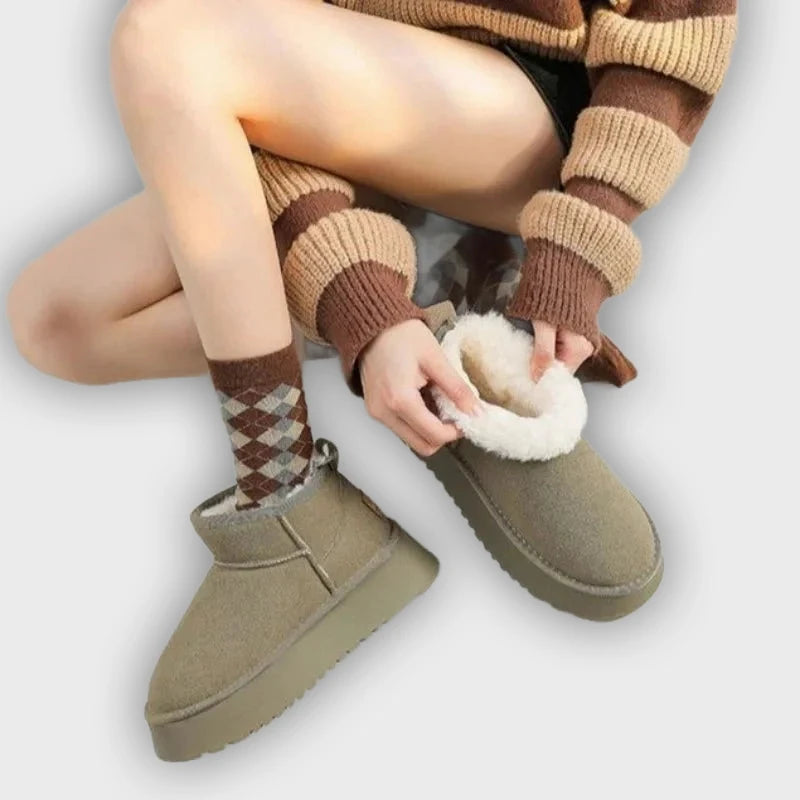 Romina – Women’s Suede-Look Ankle Boots with Plush Lining & Rugged Sole