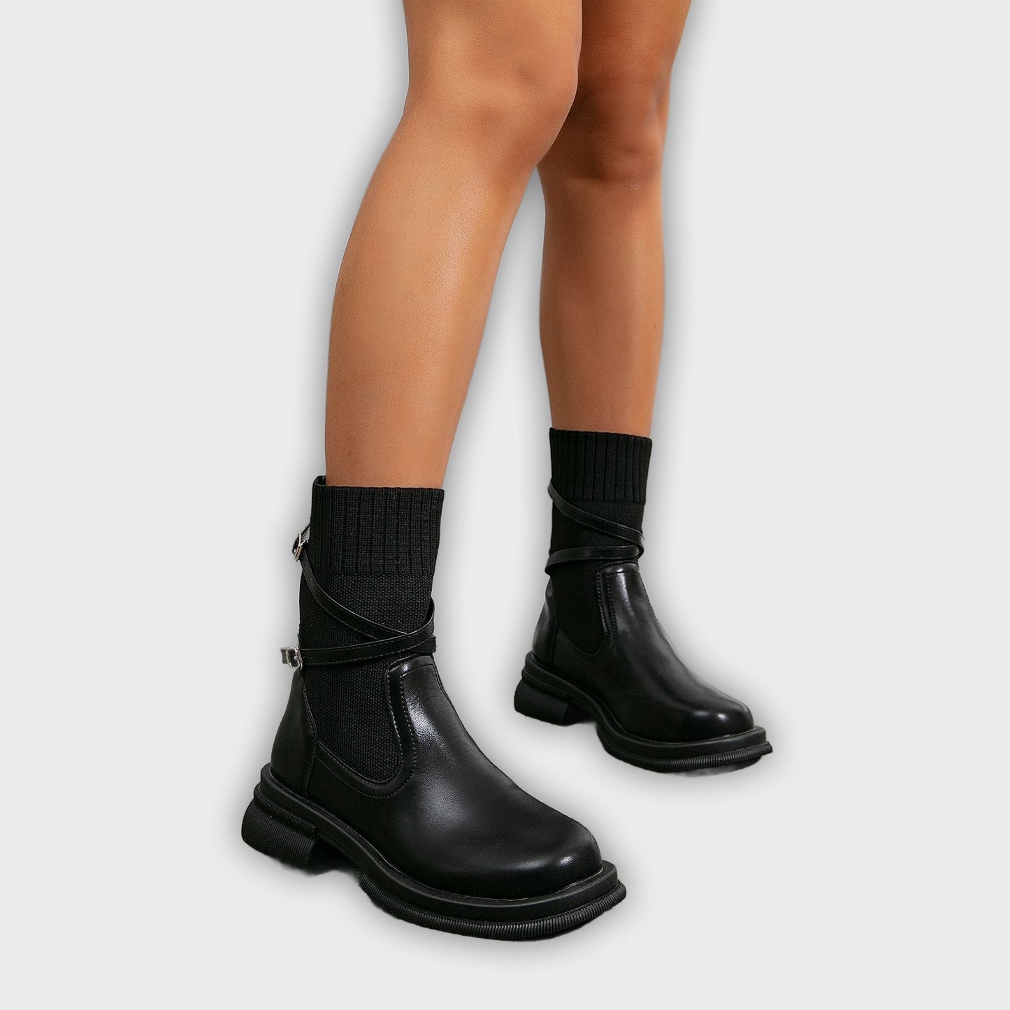 Runa – Women’s Faux Leather Ankle Boots with Chic Strap Details