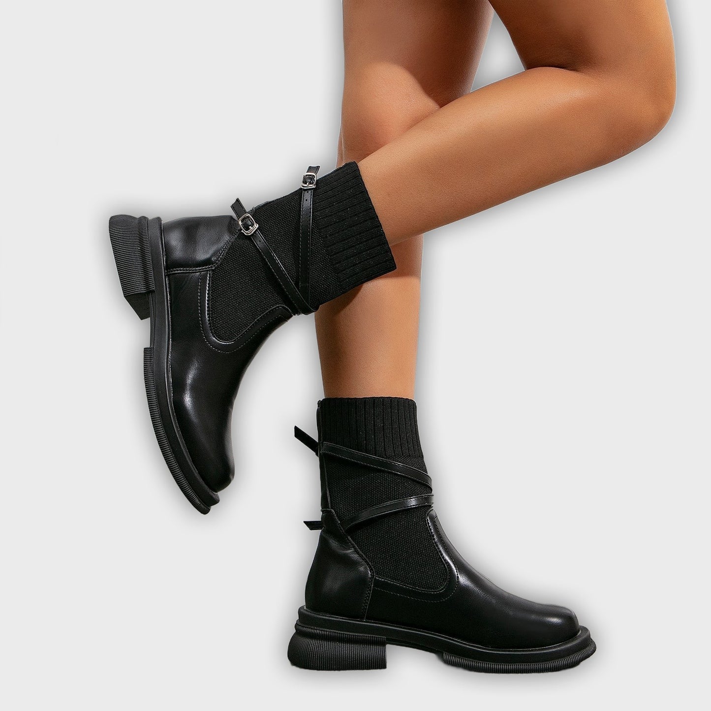 Runa – Women’s Faux Leather Ankle Boots with Chic Strap Details