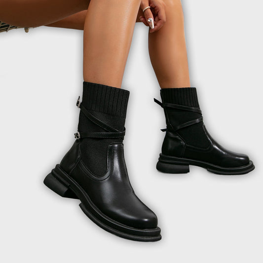 Runa – Women’s Faux Leather Ankle Boots with Chic Strap Details