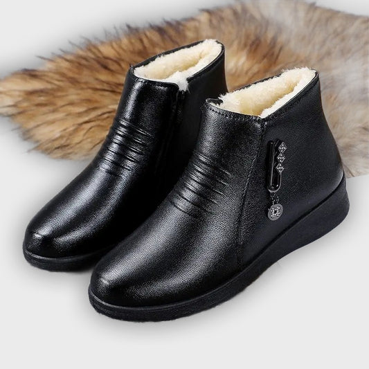 Sienna – Women’s Ankle Boots with Metallic Detail, Side Zip & Plush Lining