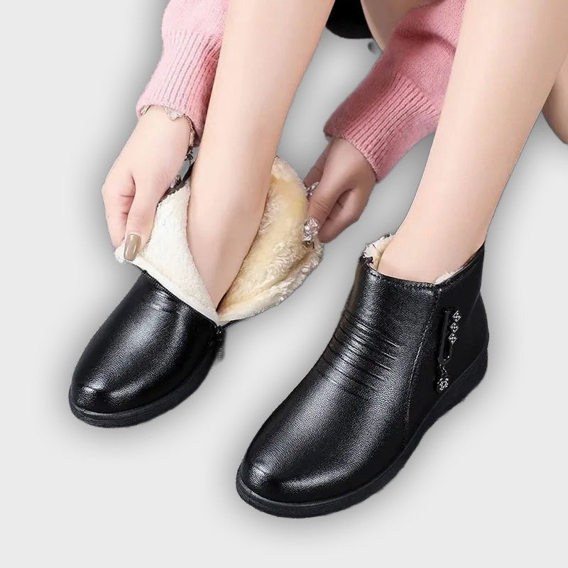 Sienna – Women’s Ankle Boots with Metallic Detail, Side Zip & Plush Lining