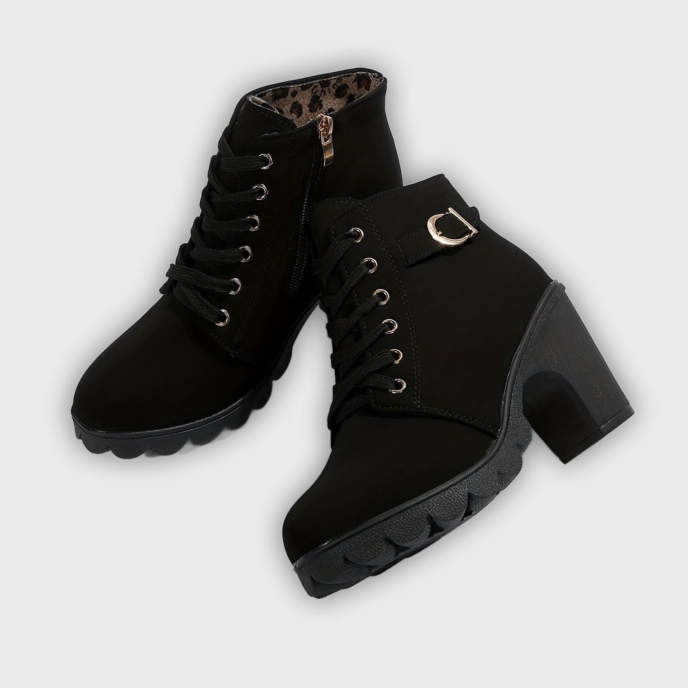 Thyra – Women’s Heeled Ankle Boots in Suede with Side Zip & Block Heel