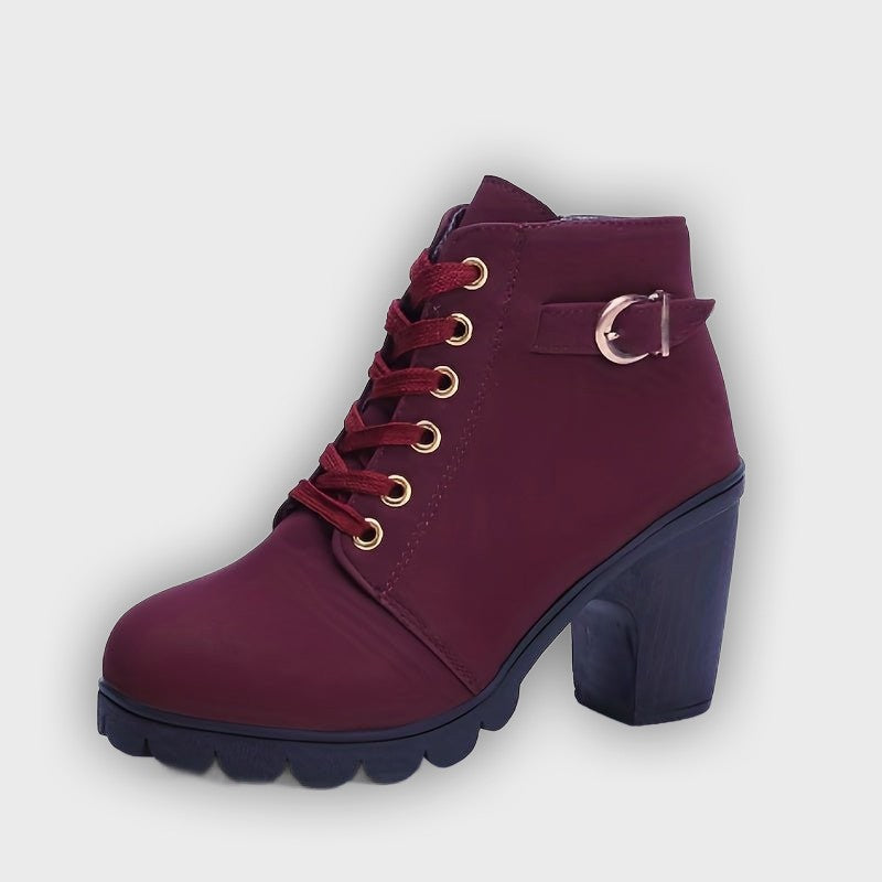 Thyra – Women’s Heeled Ankle Boots in Suede with Side Zip & Block Heel