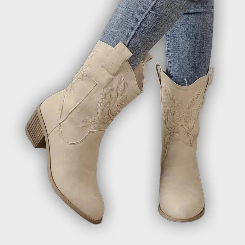 Thyra – Women’s Vegan Western Cowboy Boots with Stitch Detailing