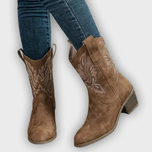 Thyra – Women’s Vegan Western Cowboy Boots with Stitch Detailing
