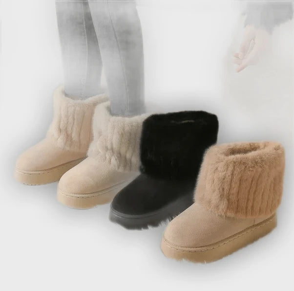 Veera – Women’s Luxurious Fur Lined Boots – Flat Heel, Cozy & Elegant