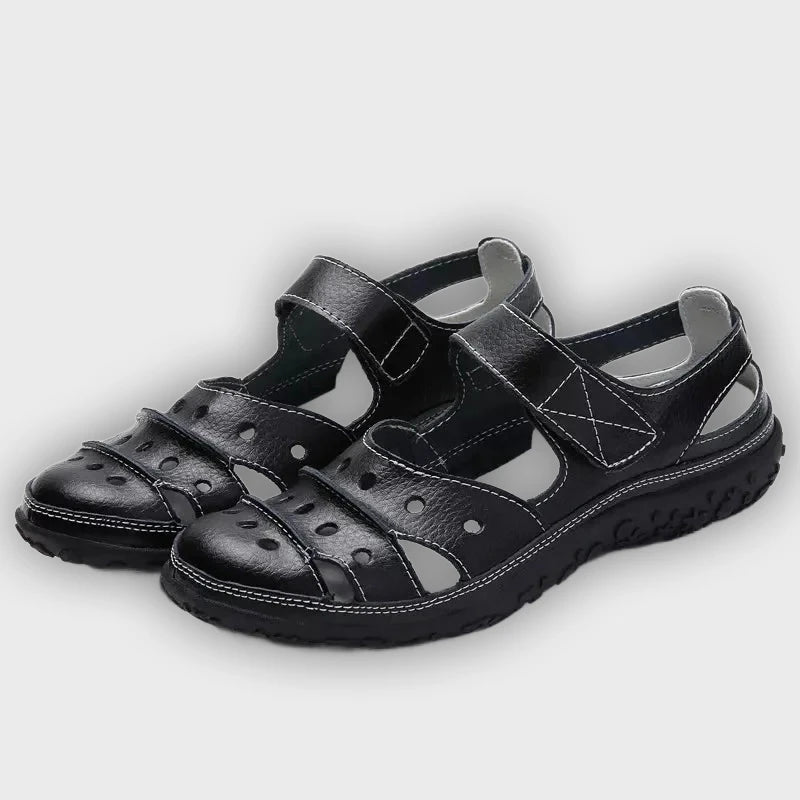 Women’s Comfort Sandals – Leather Look – Adjustable Straps – Cushioned Sole