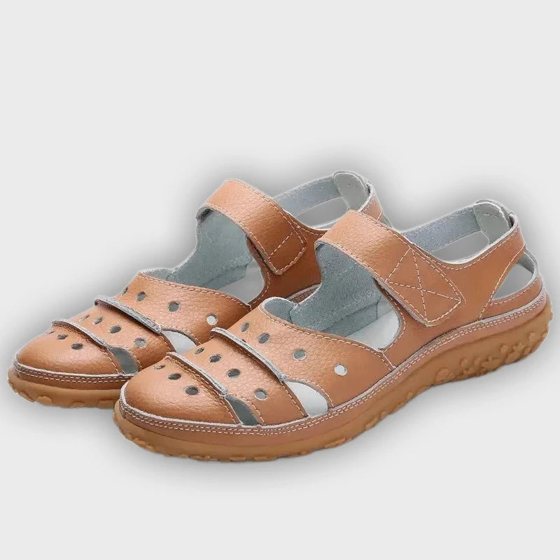 Women’s Comfort Sandals – Leather Look – Adjustable Straps – Cushioned Sole