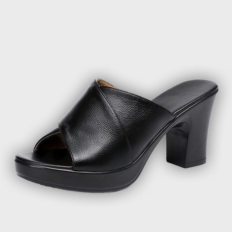 Women’s Criss-Cross Open Toe Sandals – PU Leather Block Heel