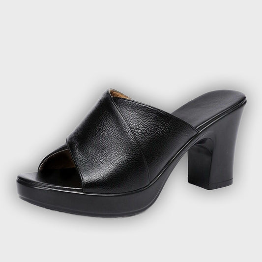 Women’s Criss-Cross Open Toe Sandals – PU Leather Block Heel