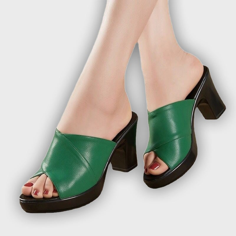 Women’s Criss-Cross Open Toe Sandals – PU Leather Block Heel