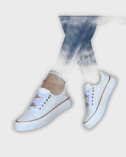 Womens White Trainers With Gold Accent