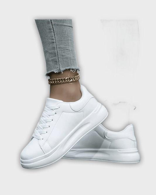 Aria Womens Clean White Leather Sneakers