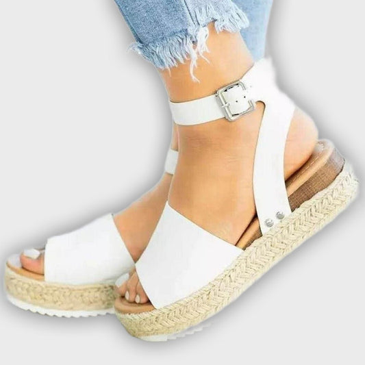 Women’s Wedge Sandals – Platform Heel – Jute Wrap – Ankle Strap