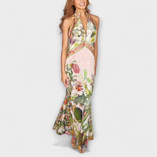 Ayla - Floral Print Sleeveless Open Back Maxi Dress