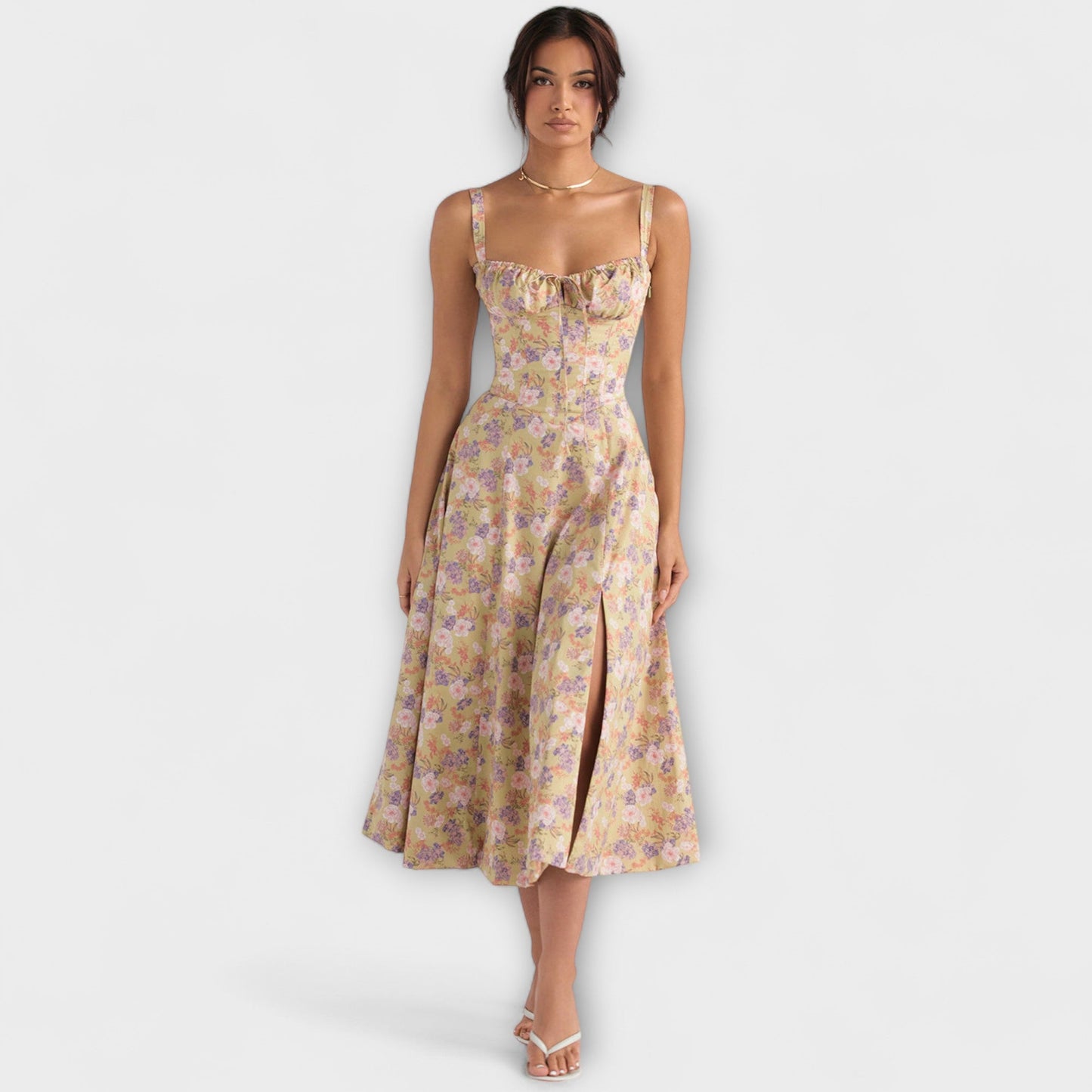 Zipporas - Custom-Fit Bustier Dress with Contemporary Spring Floral Print