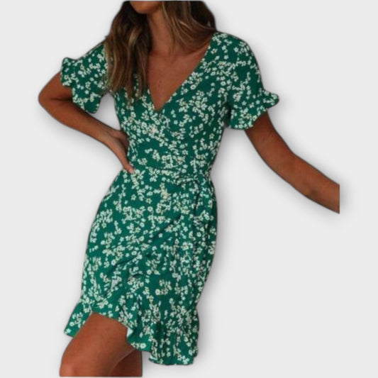 Nilsine - Green Short Boho Dress