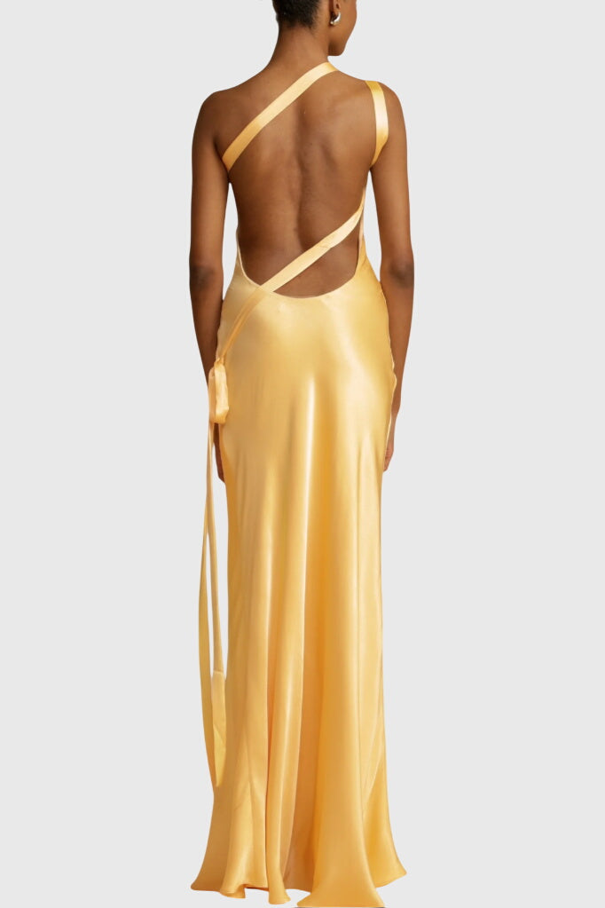 Maxi Dresses with Diagonal Straps and Open Back