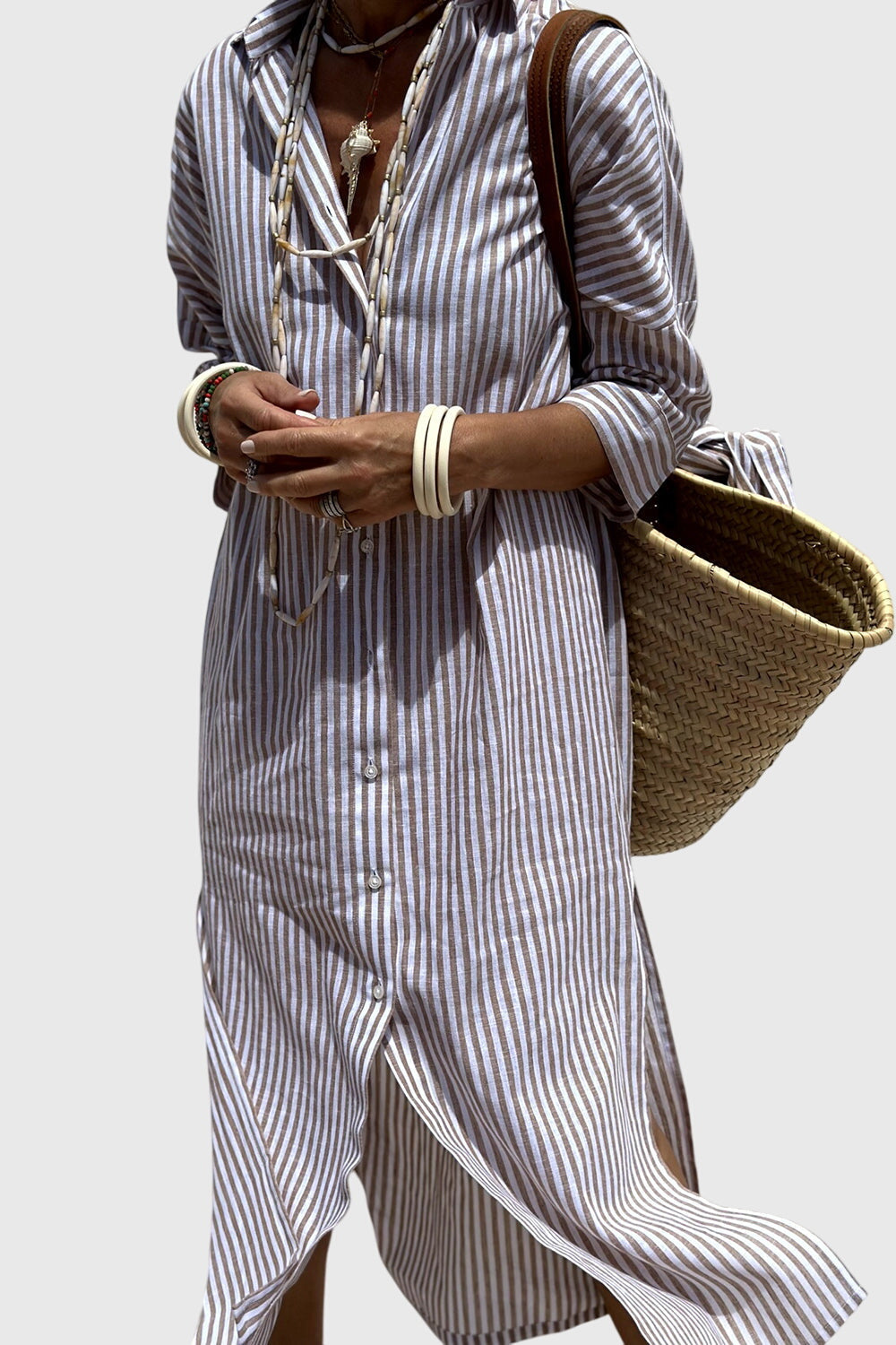 Elegant Shirt Dresses with Stripes