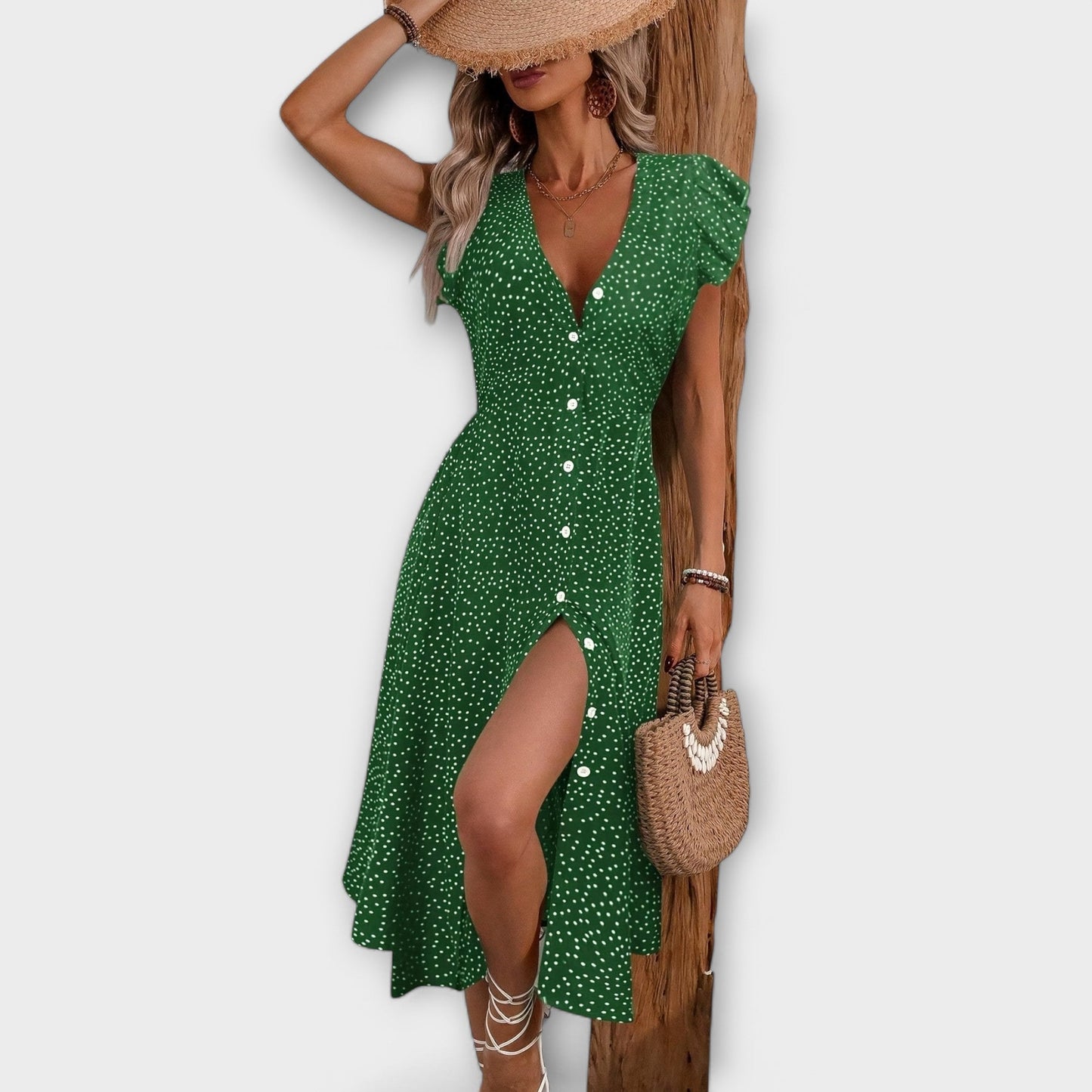 Stylish Polka Dot Midi Dress