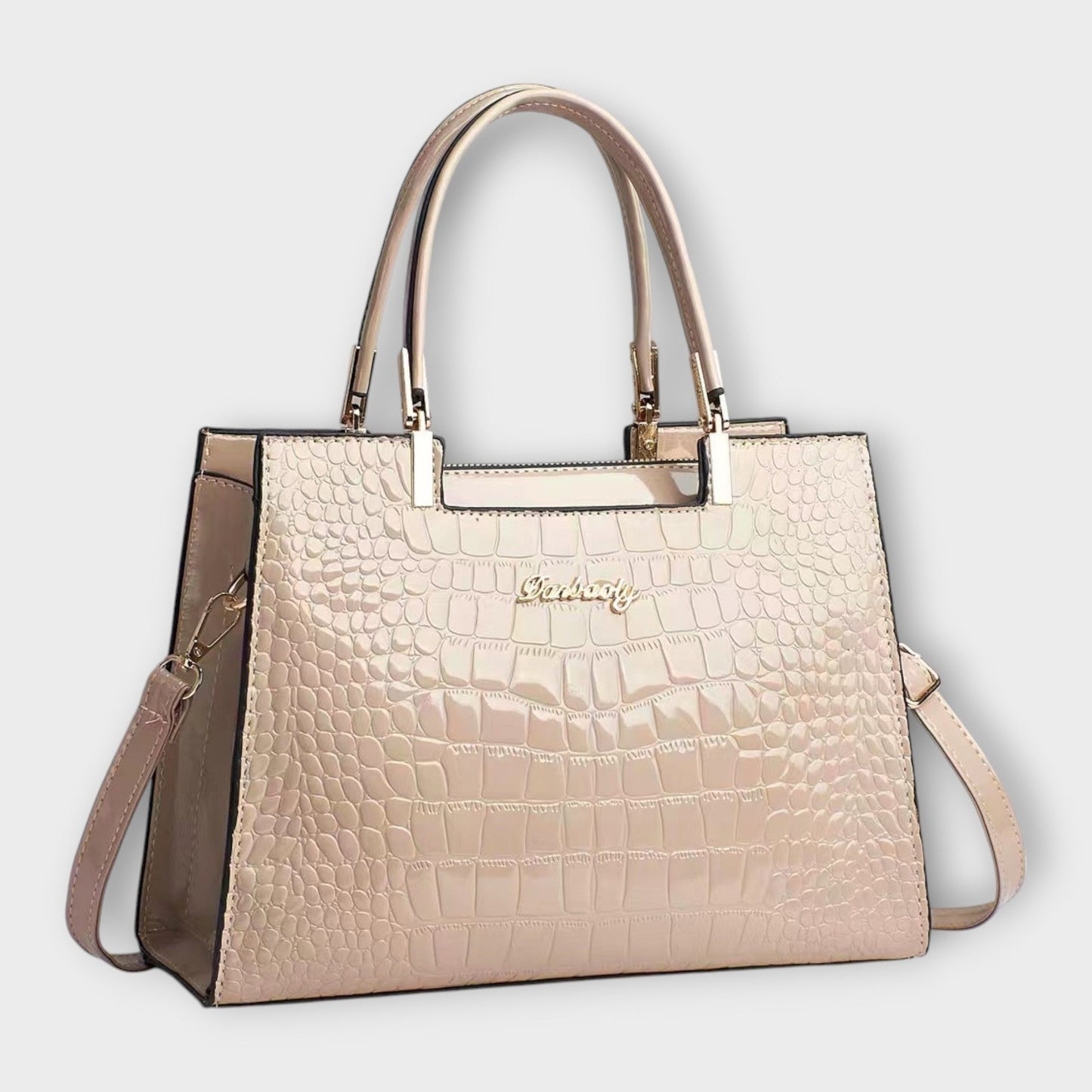 Lora - Glossy Crocodile Print Handbag