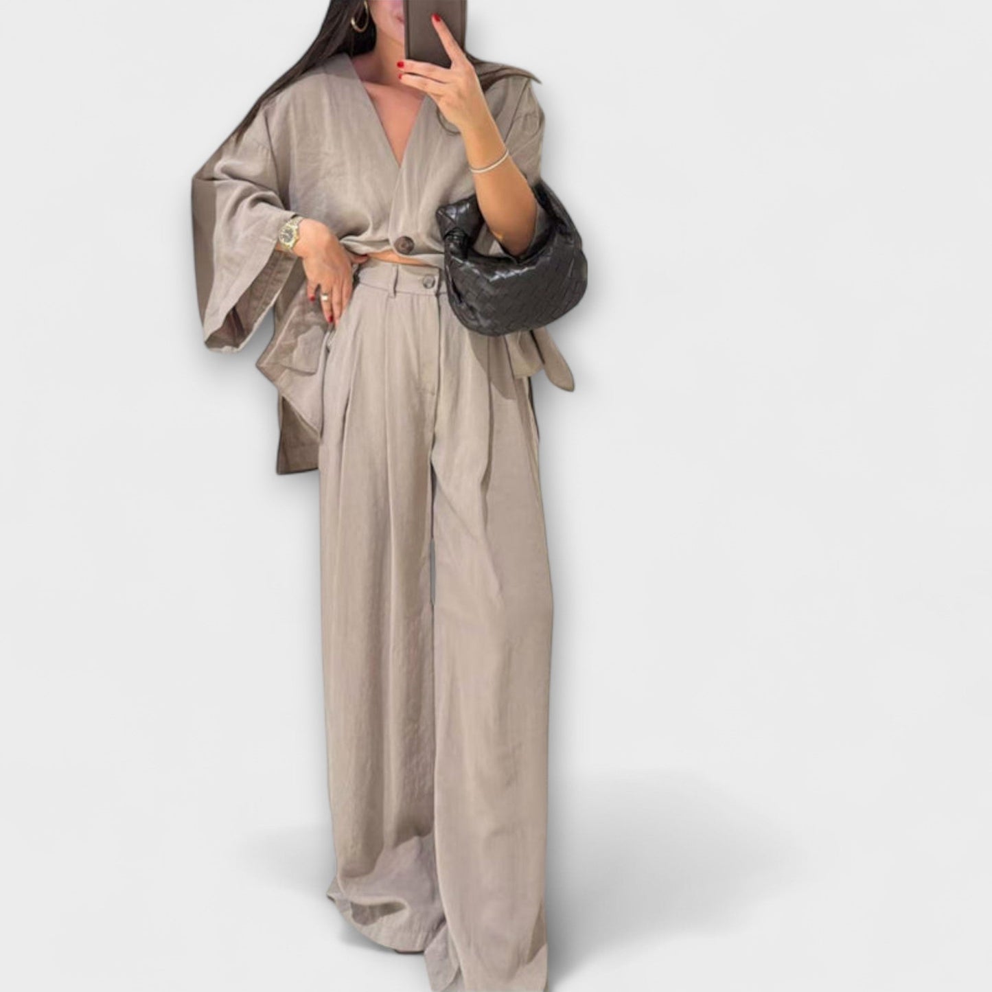 Jacqueline - Casual V-Neck Top and Pants Set