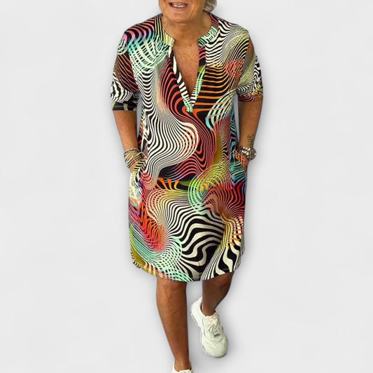 Liora - V-Neck Colorful Dress