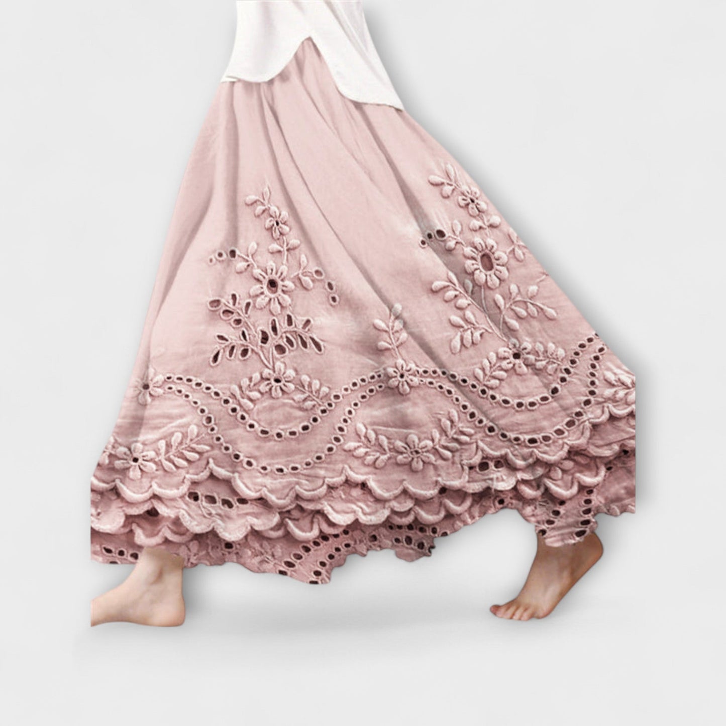 Luna – Boho Embroidered Maxi Skirt