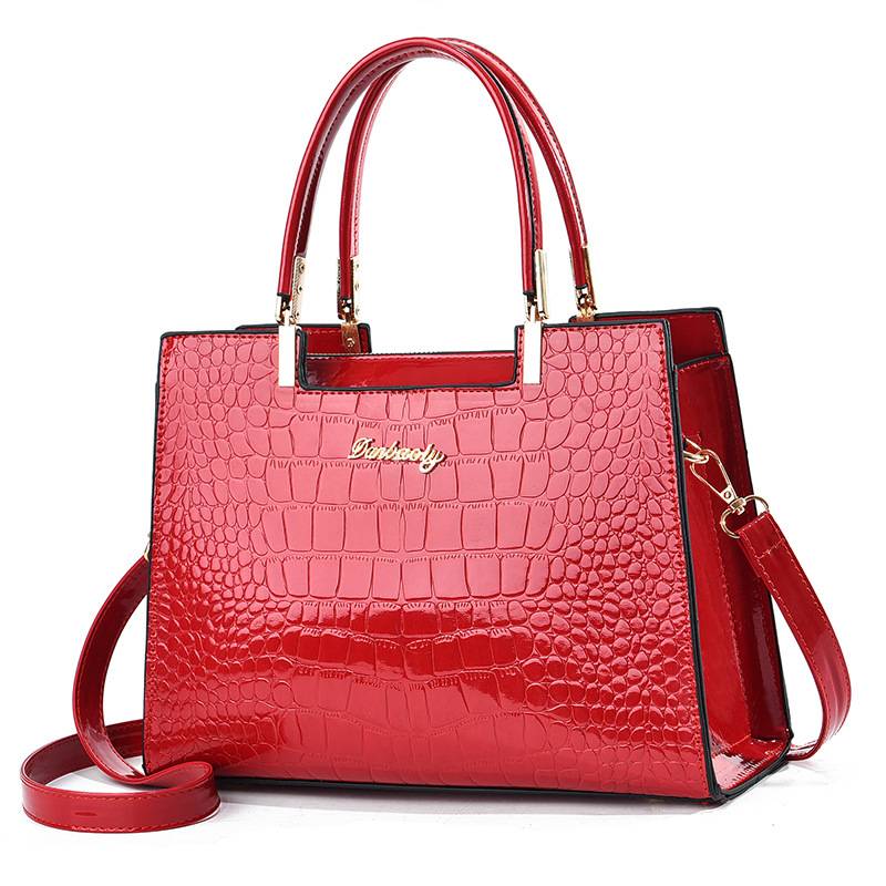 Lora - Glossy Crocodile Print Handbag