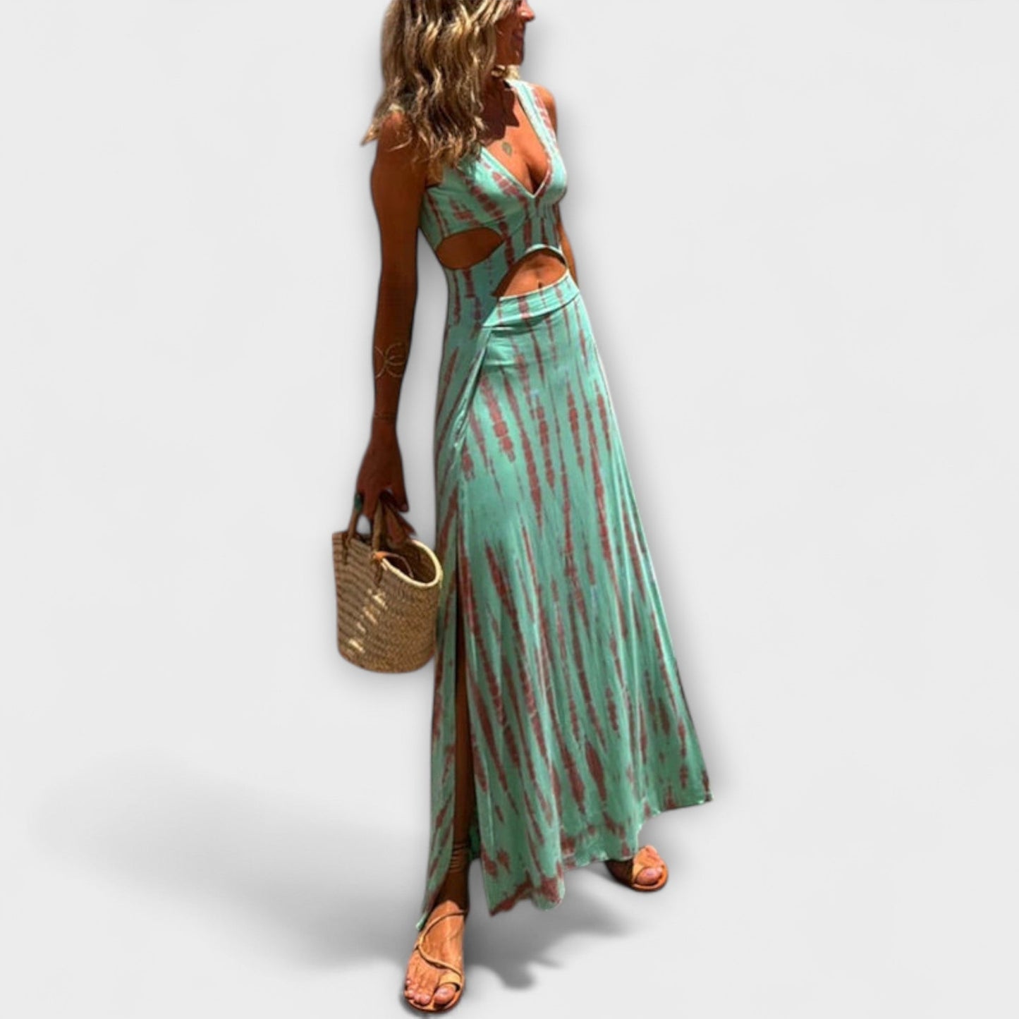 Ella - Eleanor Tie-Dye Cutout Stretch Dress