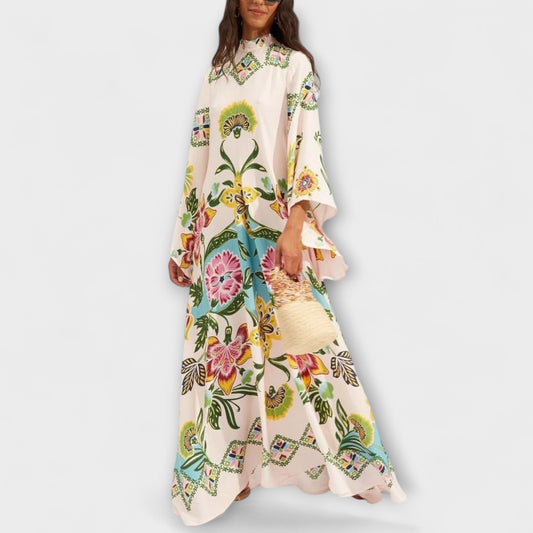 Lisa - Elegant Floral Print Maxi Dress with Flowing Design