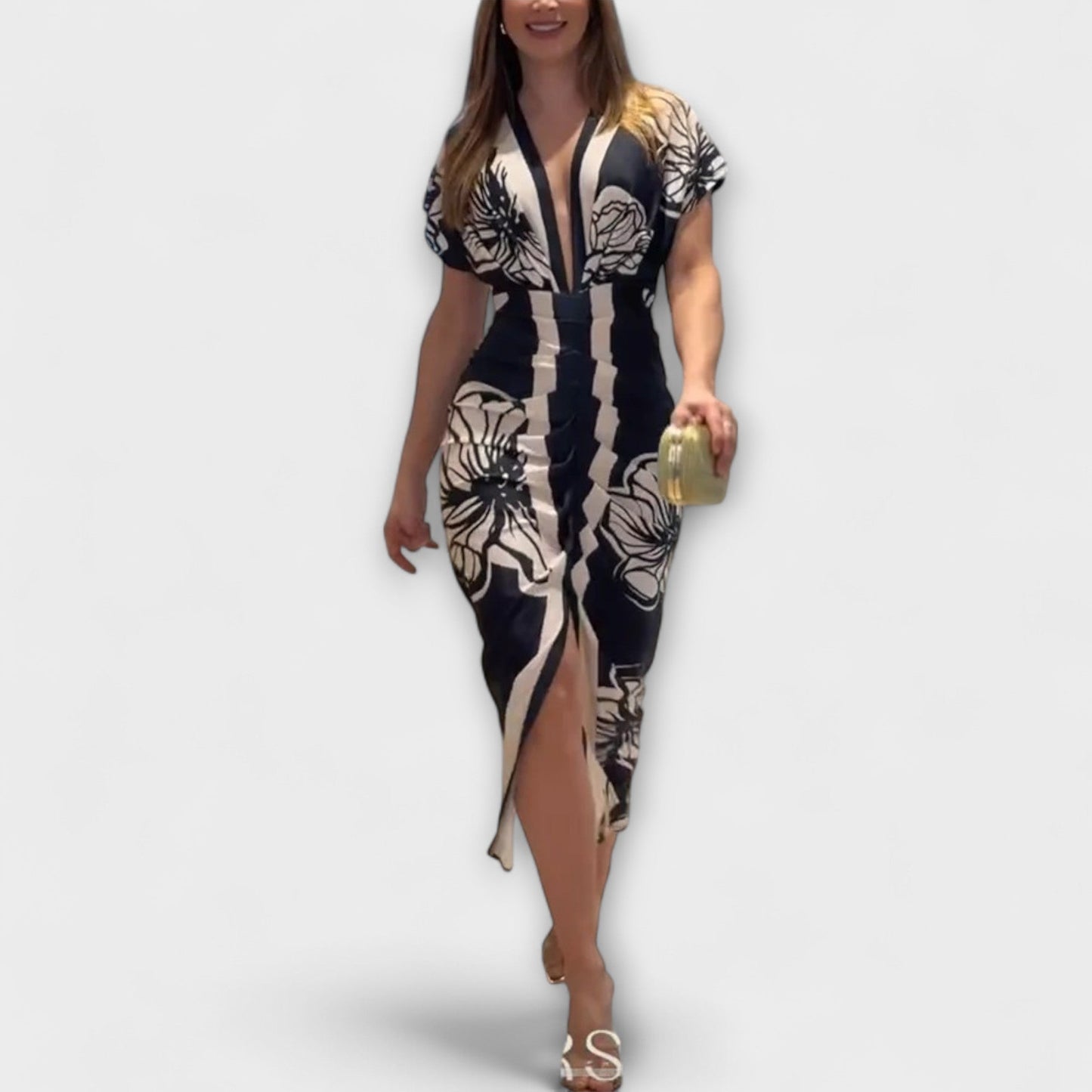 Cleo - One-of-a-Kind Dolman Midi Dress with Brazilian Print