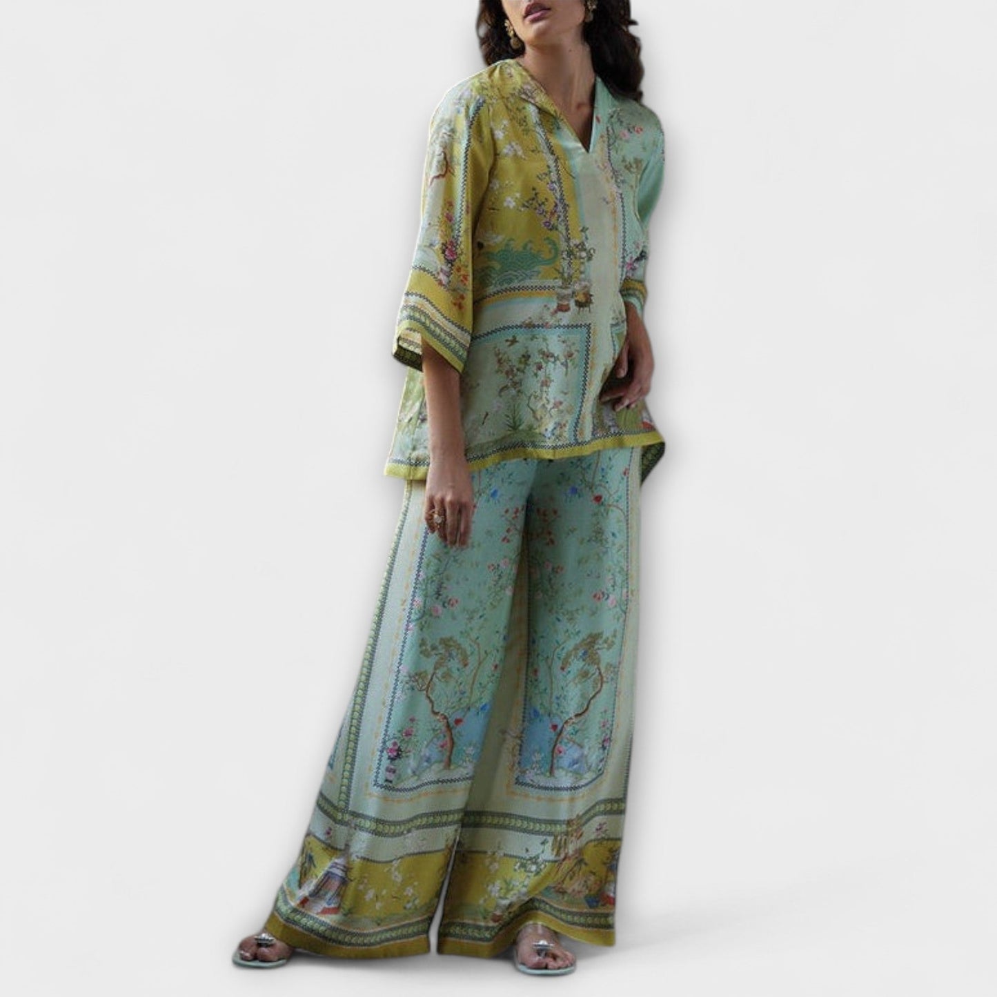 Maria - Digital Print Set with Flared Sleeves