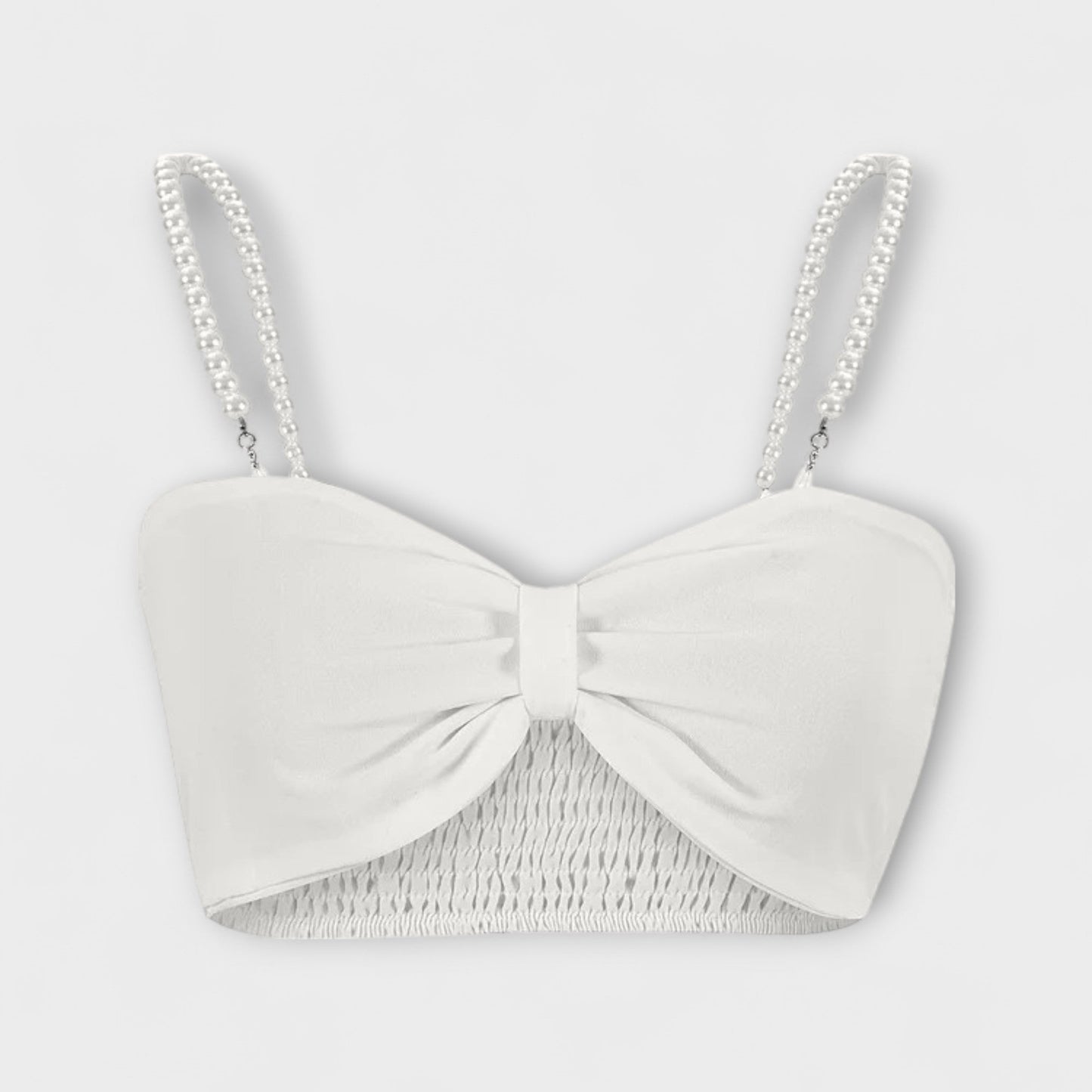 Evangeline - White Pleated Blouse with Wide-Leg Pants and Cardigan