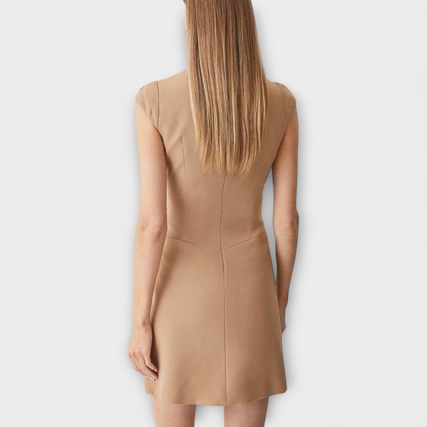 Elowen - Military-Inspired Patchwork Mini Dress with High Neck