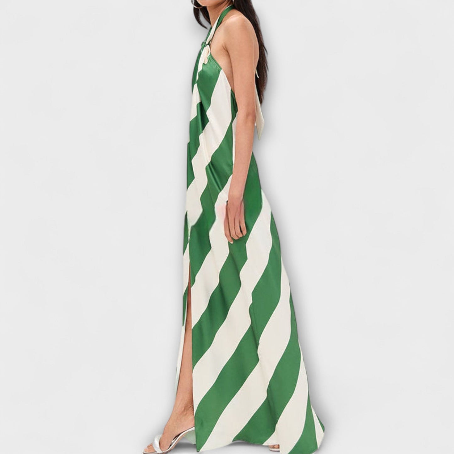 Marlowe - Striped Halter Backless Maxi Dress