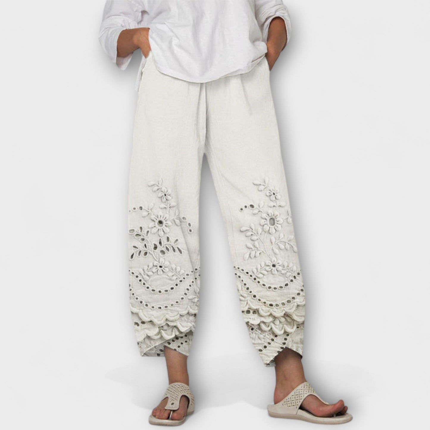 Chloe – Stylish Printed Lace Trousers