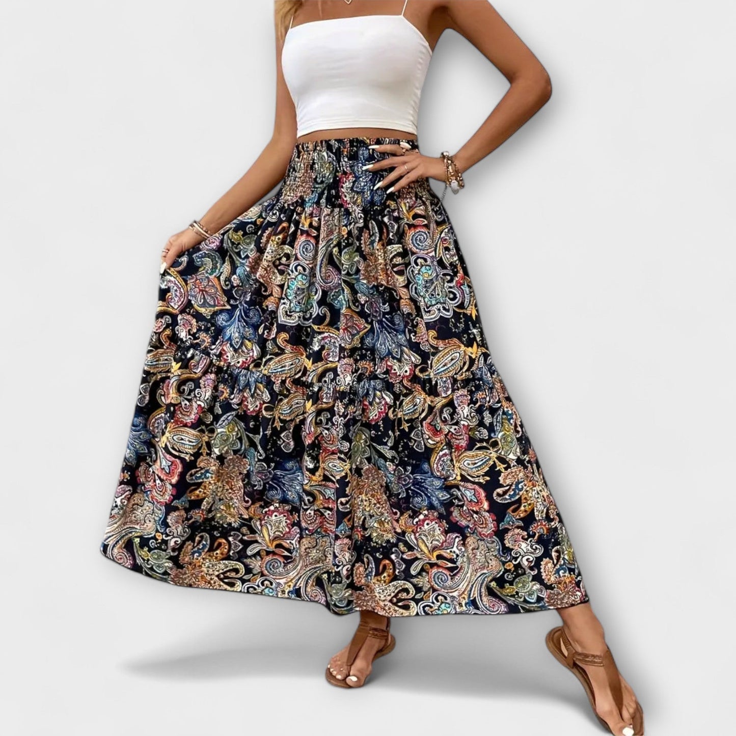 Patterned Flowy Skirt