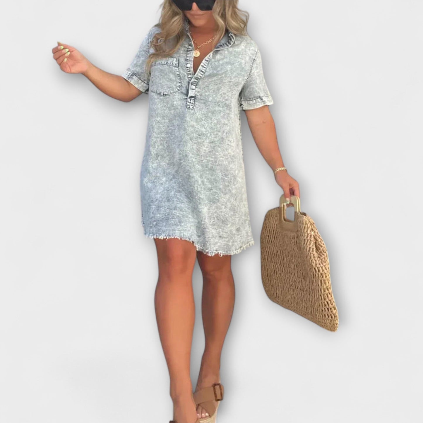 Vera - Casual Denim Shirt Dress